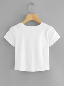 SHEIN Unity Solid Twist-Front Cropped Tee