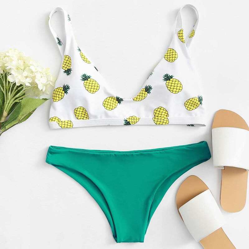 

Pineapple Print Bikini Set, Multicolor