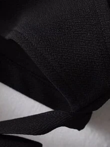 Bell Sleeve Knotted Hem Surplice Blouse - Black - View 6