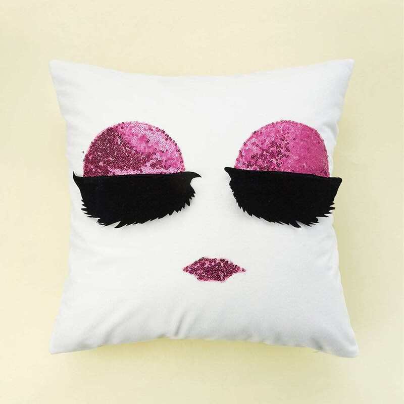 

Sequin Eye Panel Cushion Cover, White