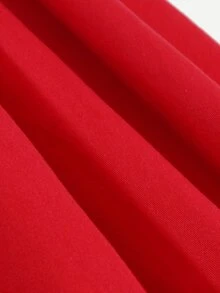 Wrap Neck Self Tie Flare Dress - Red - View 3