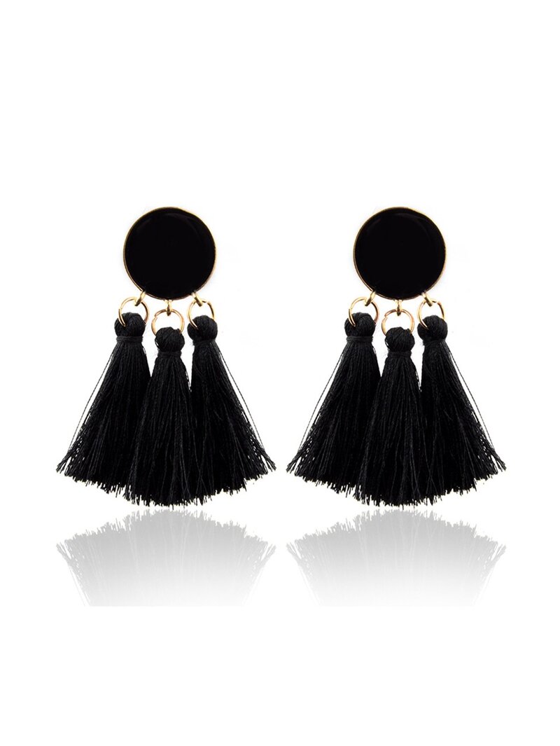 

Tassel Drop Earrings, Black