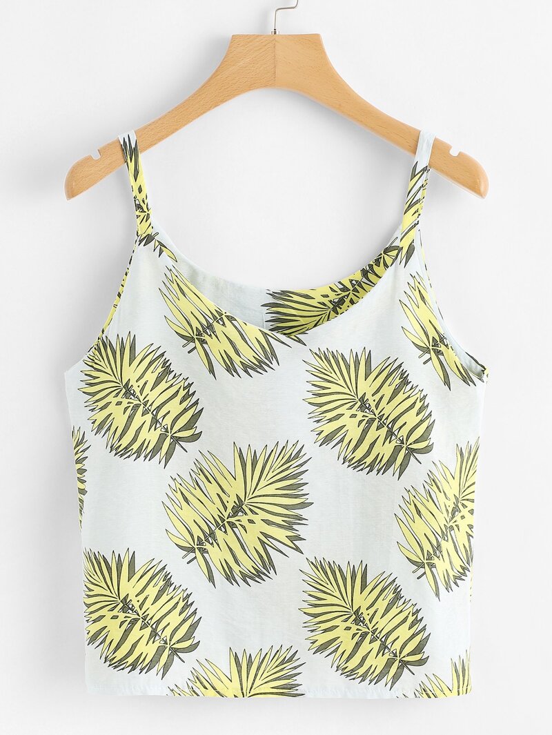 

Leaf Print Cami Top, Multicolor