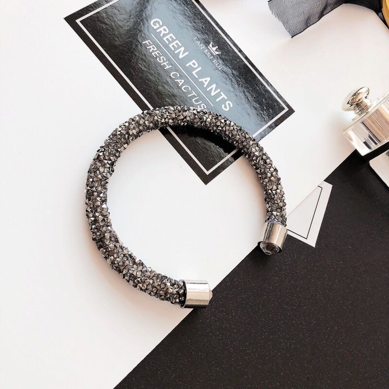 

Glitter Stone Cuff Bracelet 1pc, Silver