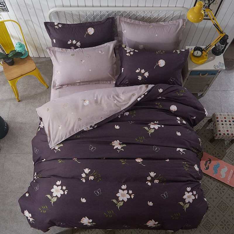

Flower Print Duvet Cover Set, Purple