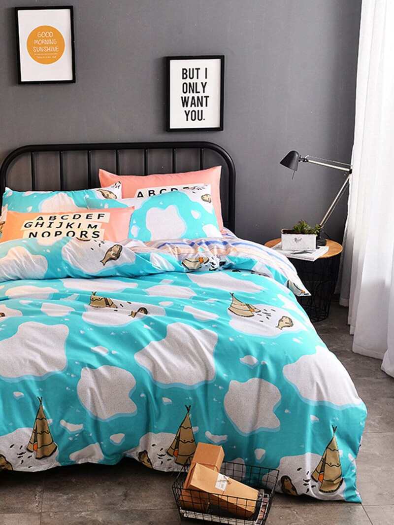 

Cartoon Print Bed Sheet Set, Multicolor