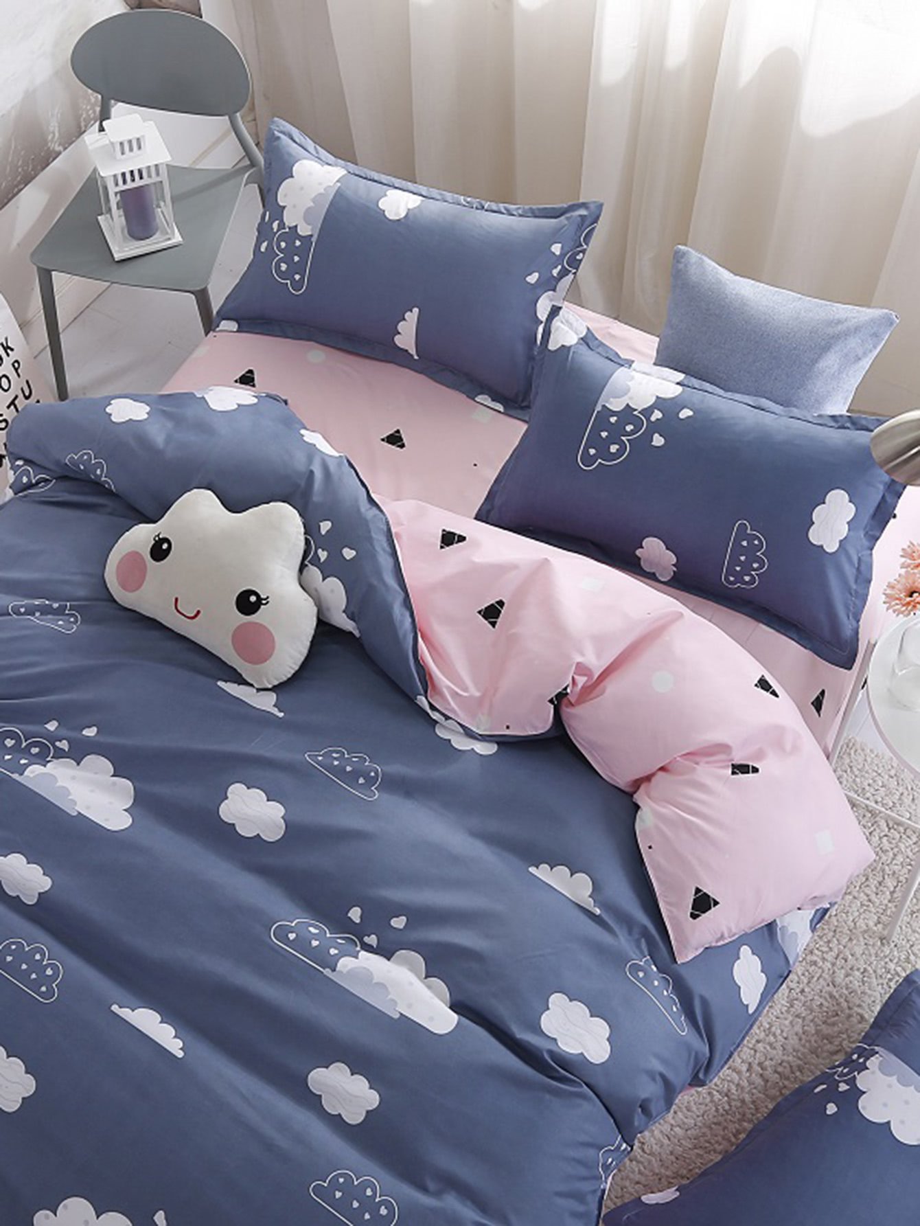 Cloud Print Bed Sheet Set SHEIN USA