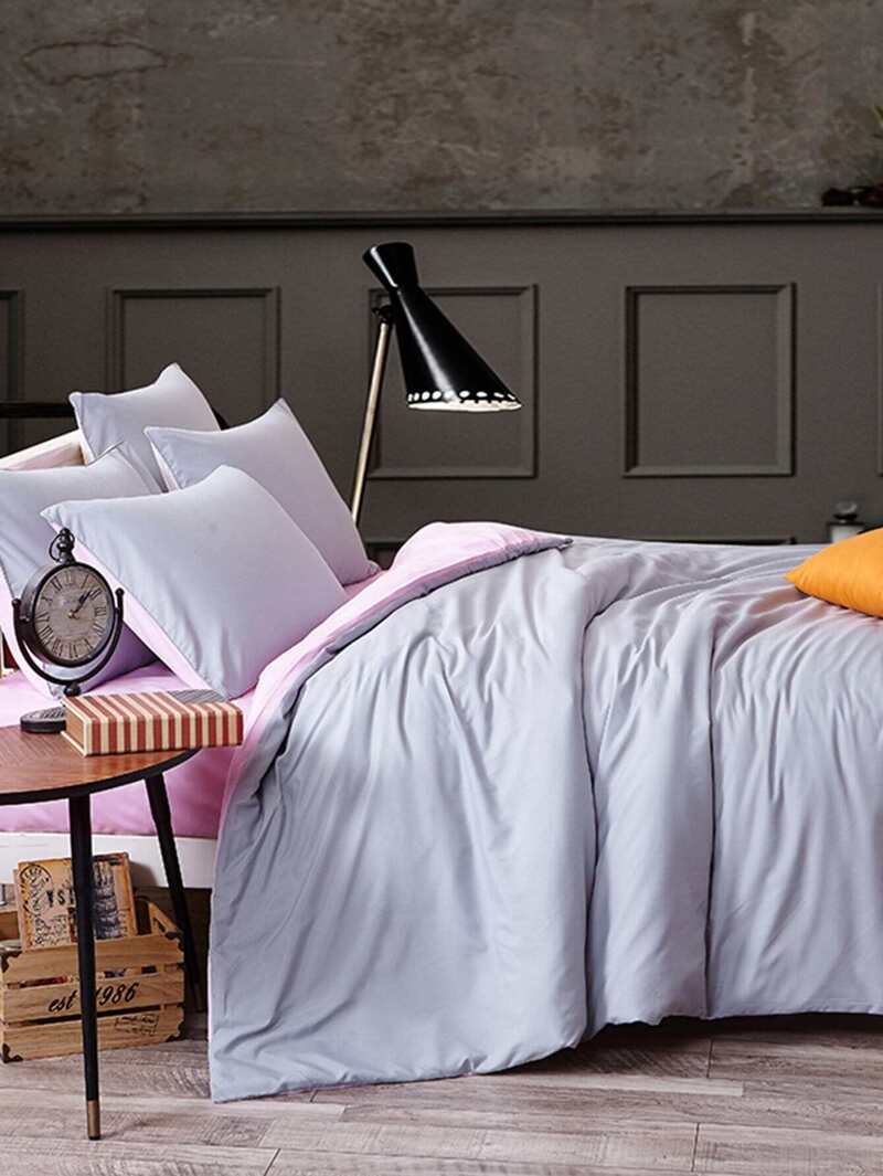 

Two Tone Solid Pattern Bedding Set, Grey