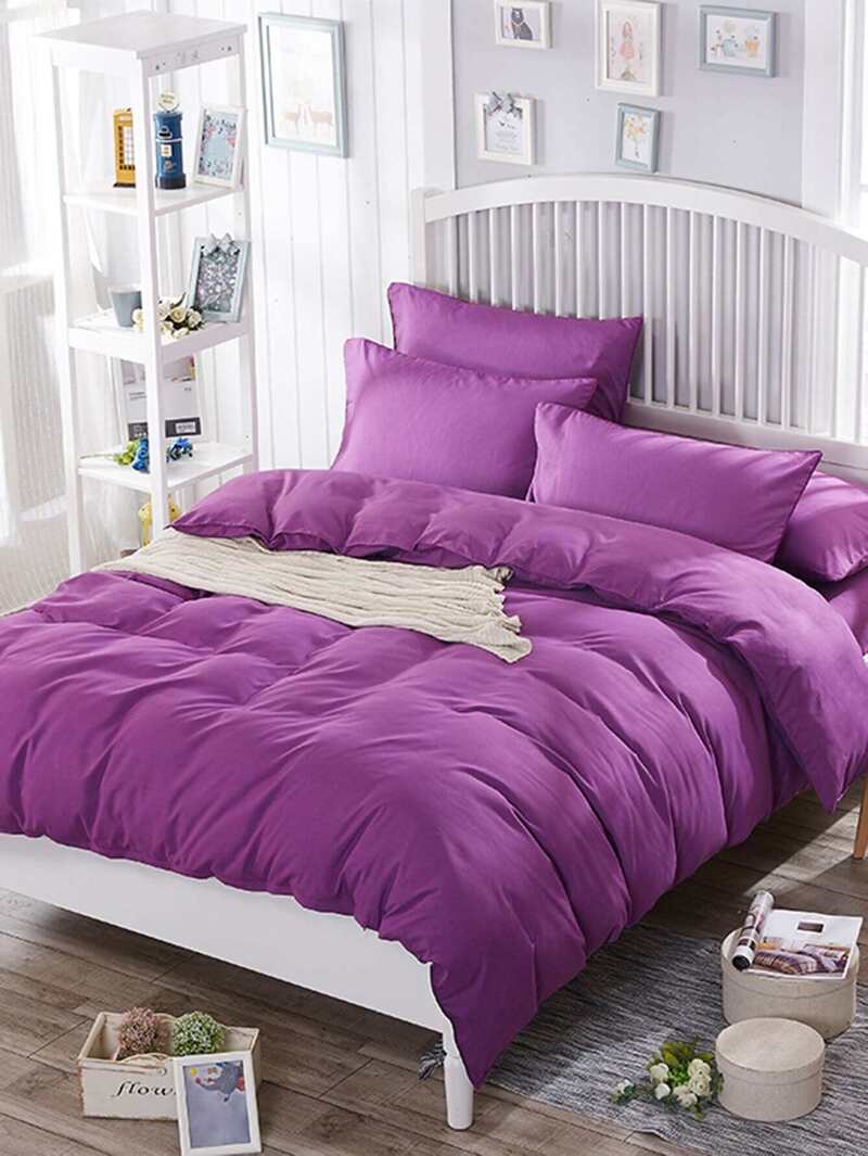 

Simple Solid Duvet Cover Set, Purple