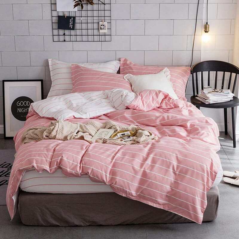 

Pencil Striped Duvet Cover Set, Baby pink