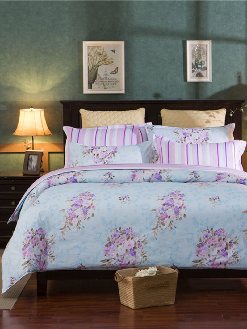 

Flower Print Duvet Cover Set, Blue