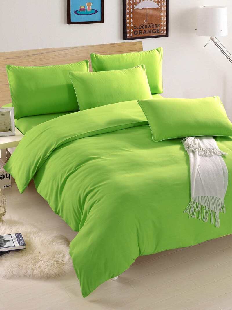 

Simple Solid Duvet Cover Set, Green