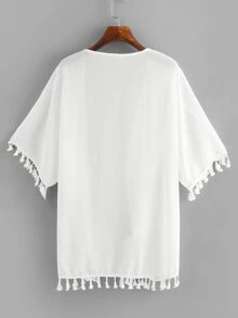 SHEIN Swim 夏日海滩流苏边开襟和服