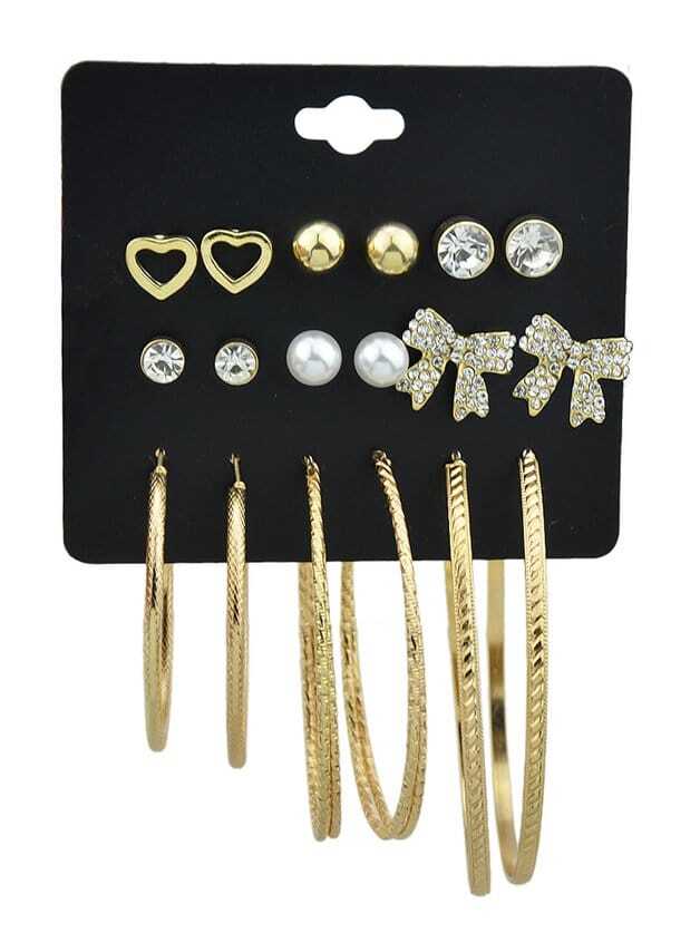 

Gold Love Ring Earrings Set