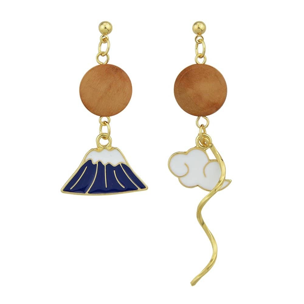 

Asymmetric Wooden Earrings, Multicolor