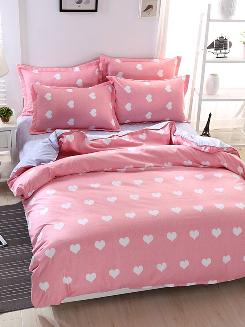 

Heart Print Duvet Cover Set, Multicolor
