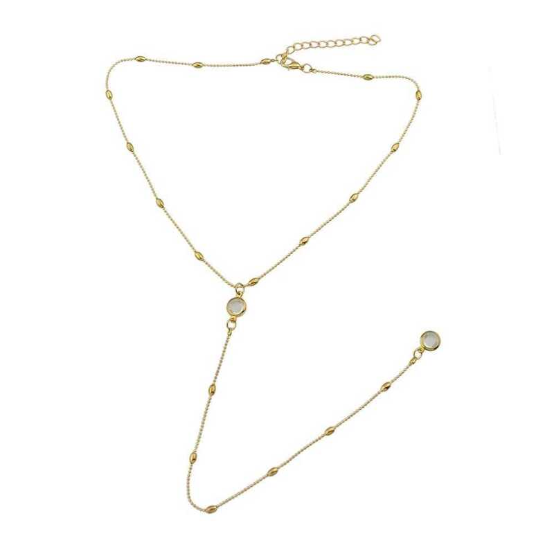 

Gold Beads Rhinestone Necklace