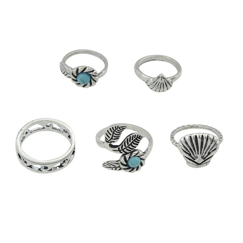 

Retro Turquoise Ring Set, Silver