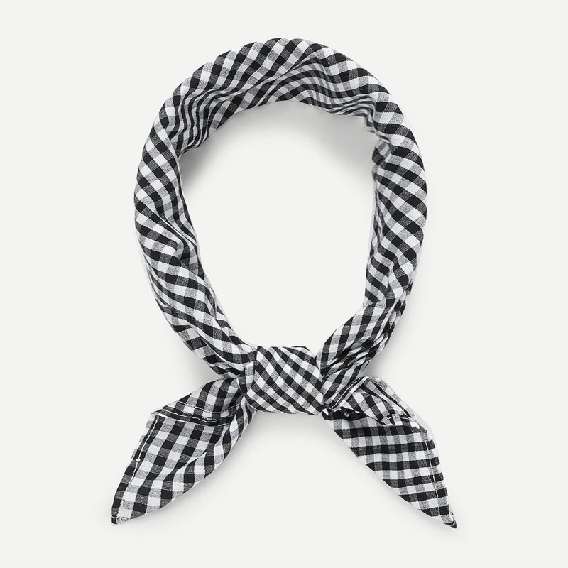 

Gingham Pattern Bandana, Black and white
