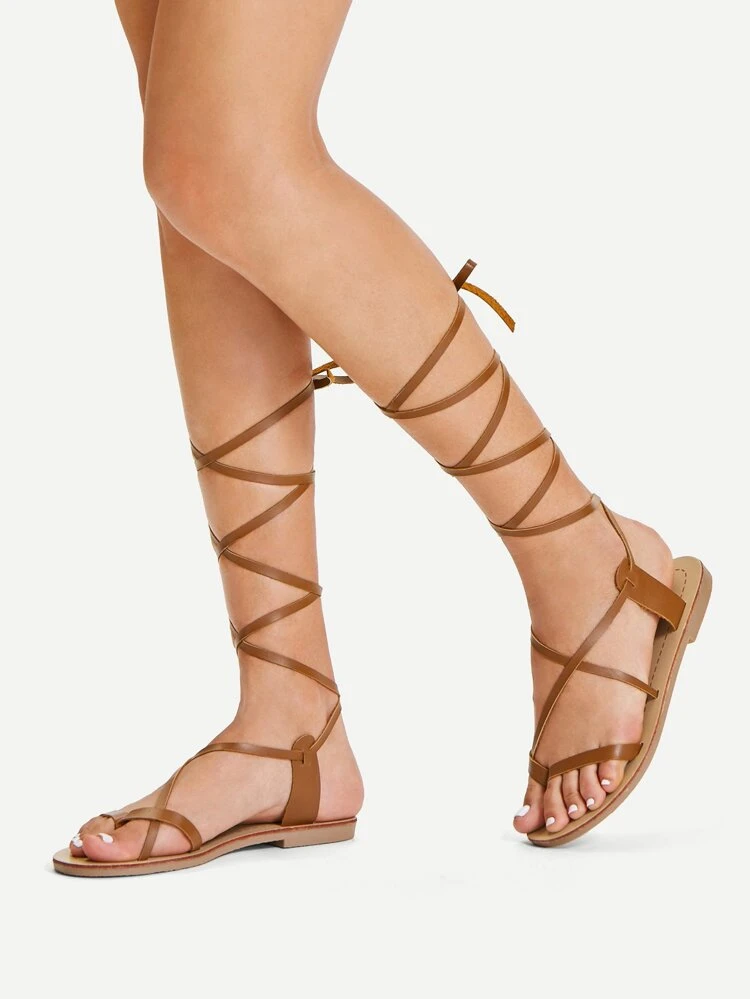 sheinlook lace up sandals