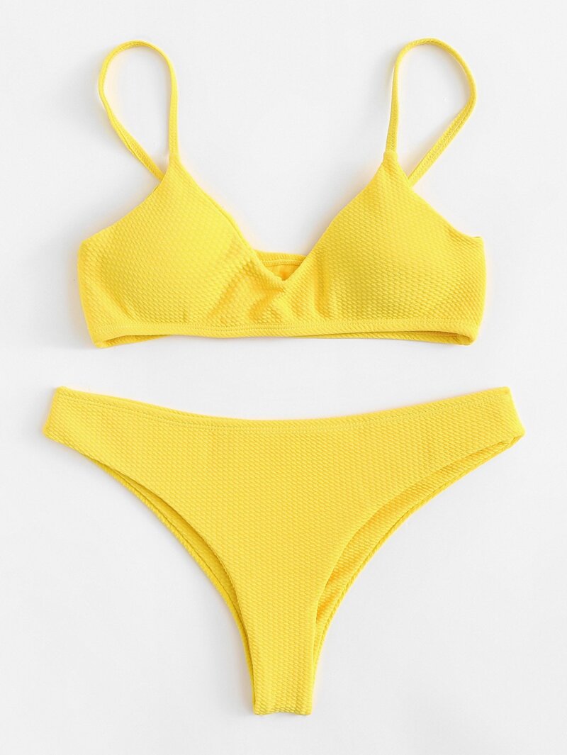 

Adjustable Straps Bikini Set, Yellow