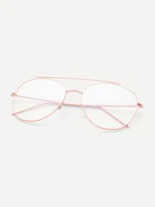 Rose Gold Frame Clear Lens Double Bridge Glasses