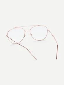 Rose Gold Frame Clear Lens Double Bridge Glasses