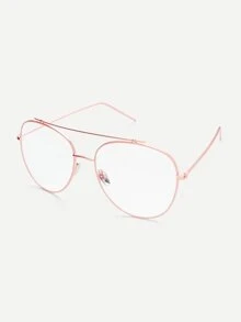Rose Gold Frame Clear Lens Double Bridge Glasses