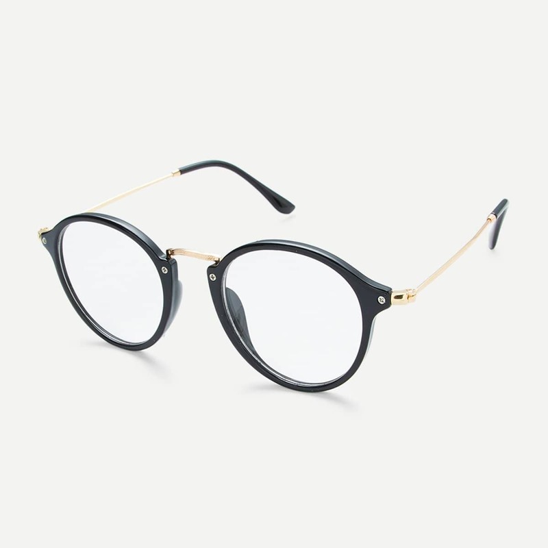 

Metal Top Bar Round Glasses, Black