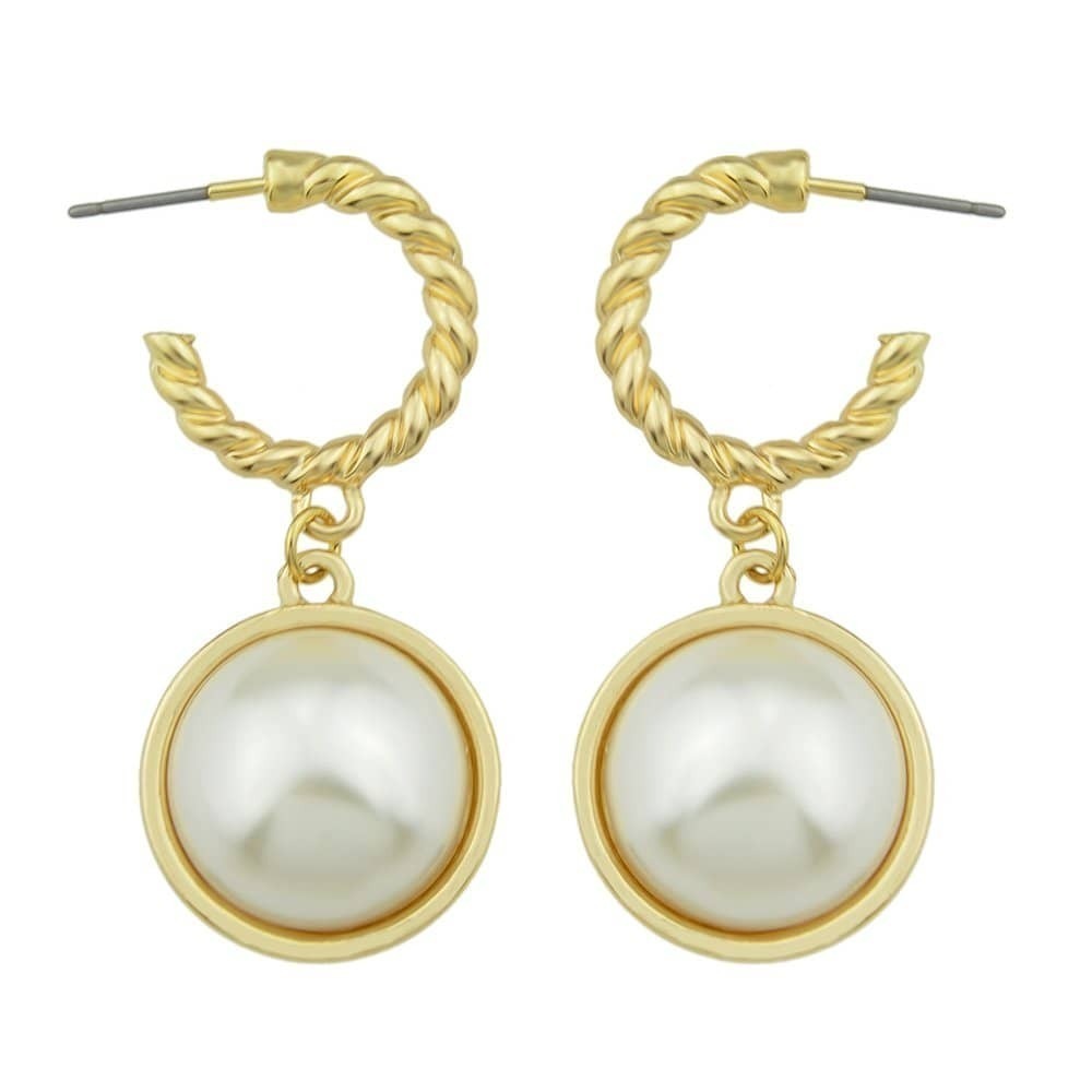 

Circular Geometric Pearl Earrings, Gold