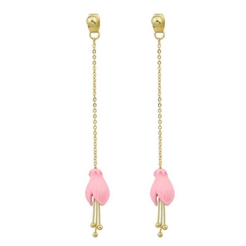 

Pink Lily Orchid Long Earrings
