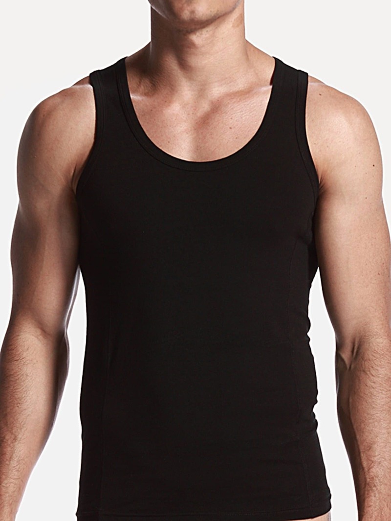 

Men Solid Gym Tank Top, Black