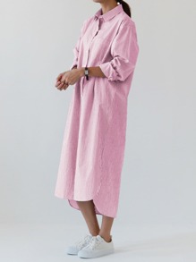 Pinstripe Longline Shirt Dress