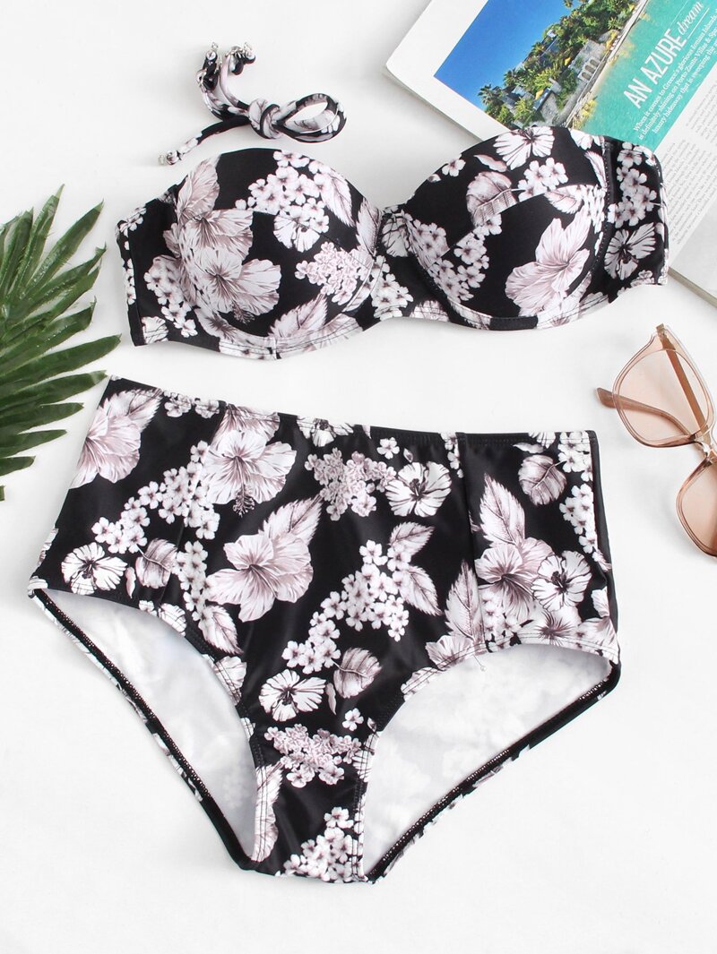 

Flower Print Bikini Set, Multicolor