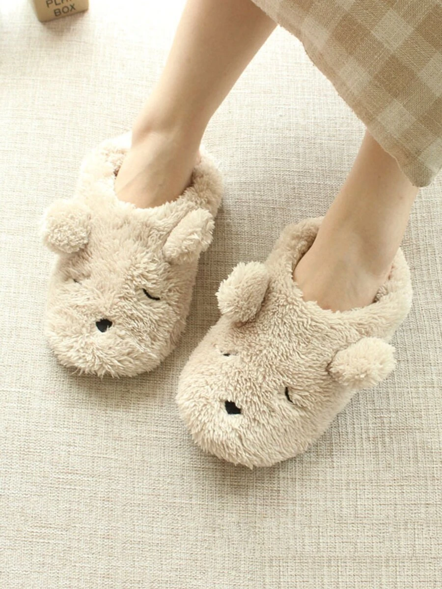 Chancletas mullidas en forma de oso - Beis - Ver 1