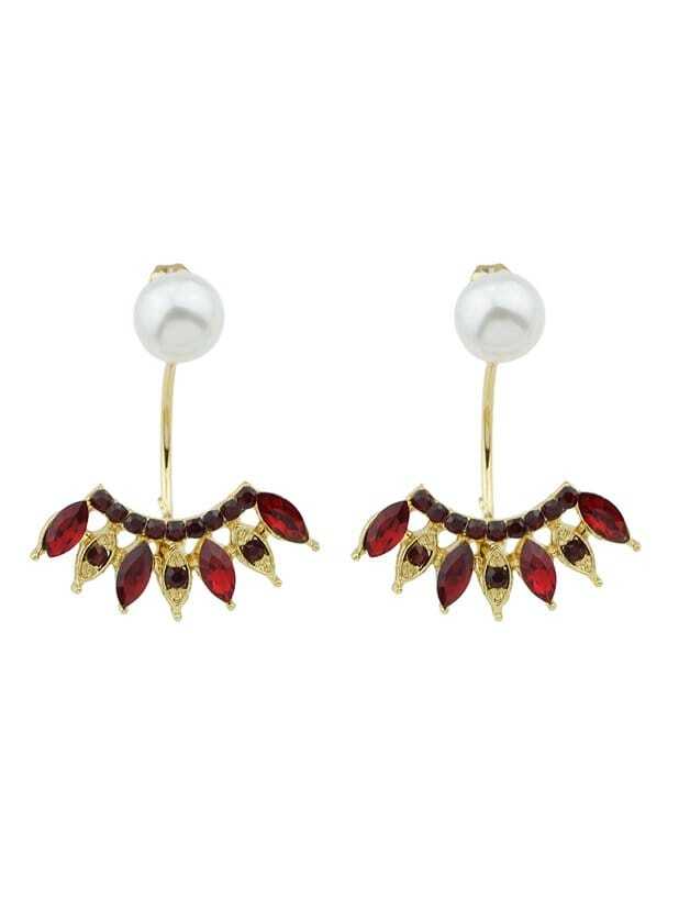 

Red Fan-Shaped Diamond Earrings, Burgundy