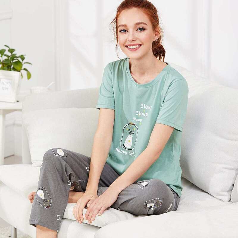 

Bear Print Tee & Pants PJ Set, Multicolor