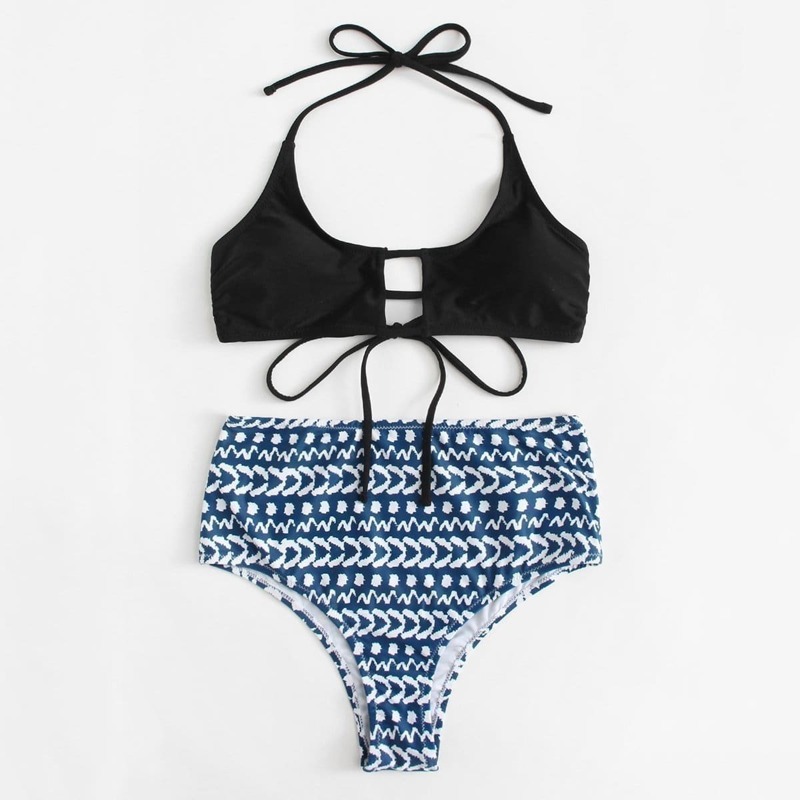 

Ladder Cutout Halter Bikini Set, Multicolor
