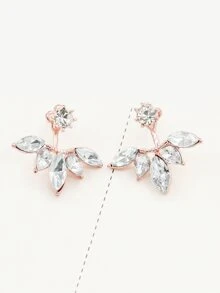 1 Pair Women's Flower Cubic Zirconia Diamond Earrings, Suitable For Everyday Wear - Yellow Gold - View 3