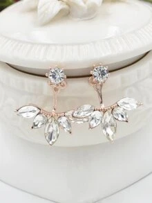 1 Pair Women's Flower Cubic Zirconia Diamond Earrings, Suitable For Everyday Wear - Yellow Gold - View 1