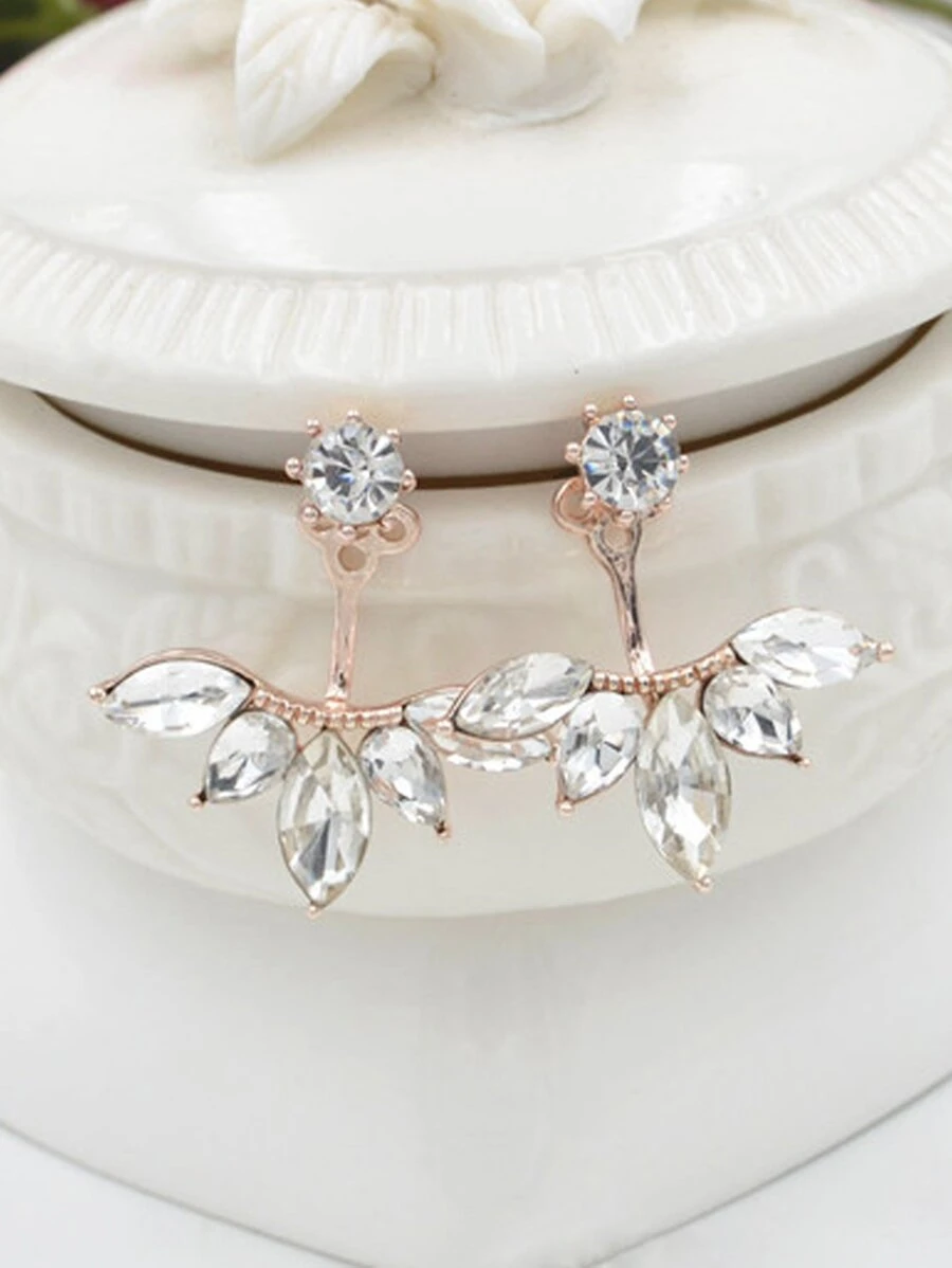 1 Pair Women's Flower Cubic Zirconia Diamond Earrings, Suitable For Everyday Wear - Yellow Gold - View 1