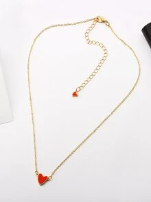 Collar de cadena colgante de corazón - Amarillo Oro - Ver 3