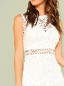 SHEIN Vestido con abertura y encaje - Blanco - Ver 4
