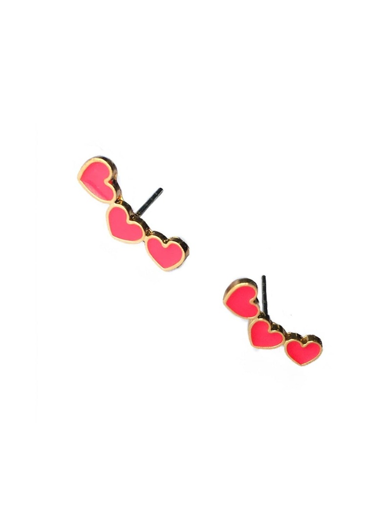 

Heart Detail Stud Earrings, Red