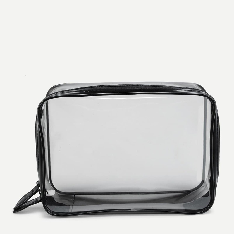 

Double Zipper Clear Pouch, Black