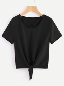V Strap Neck Knot T-shirt