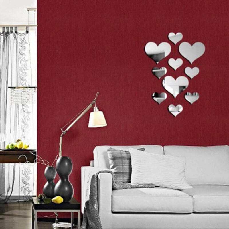 

Heart Mirror Wall Sticker Set 10pcs