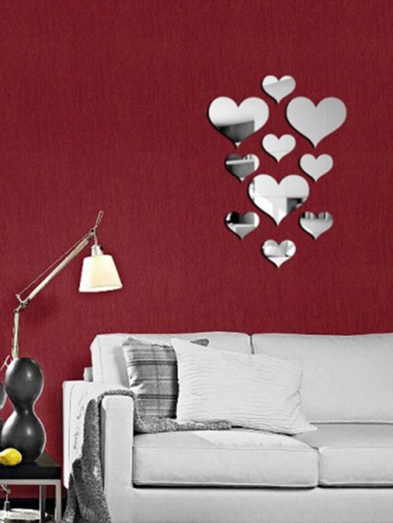 

Heart Mirror Wall Sticker Set 10pcs