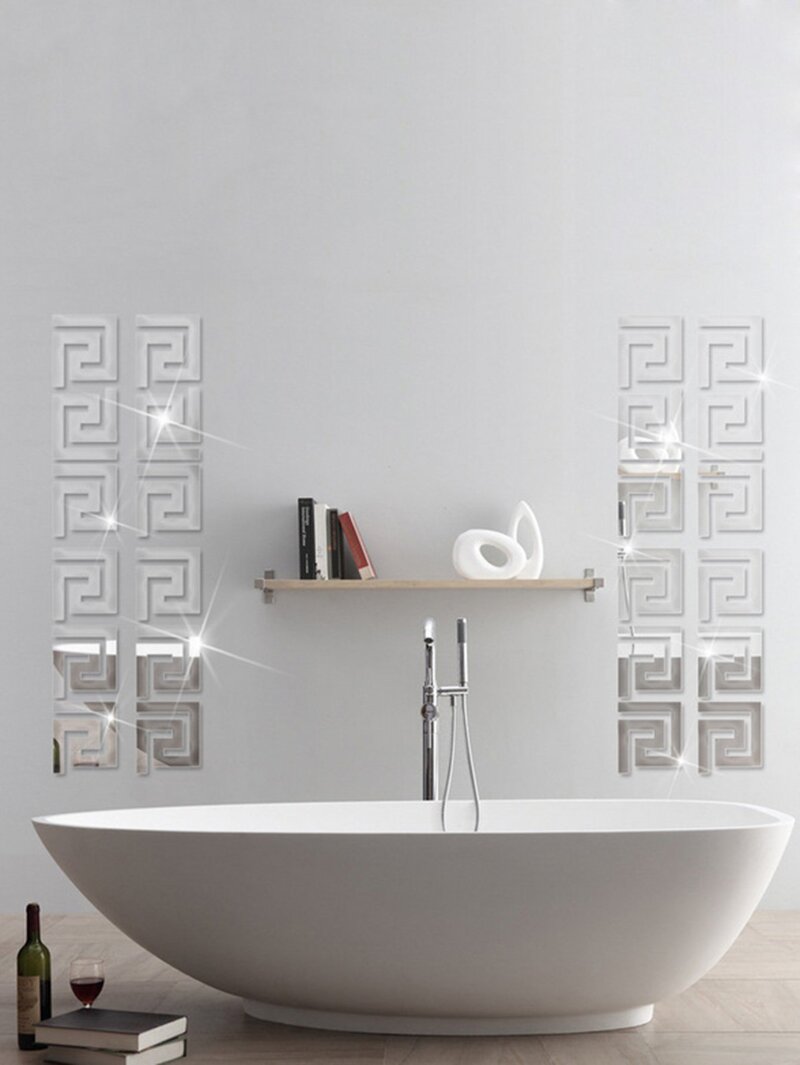 

Hollow Square Shape Mirror Wall Sticker Set 10pcs