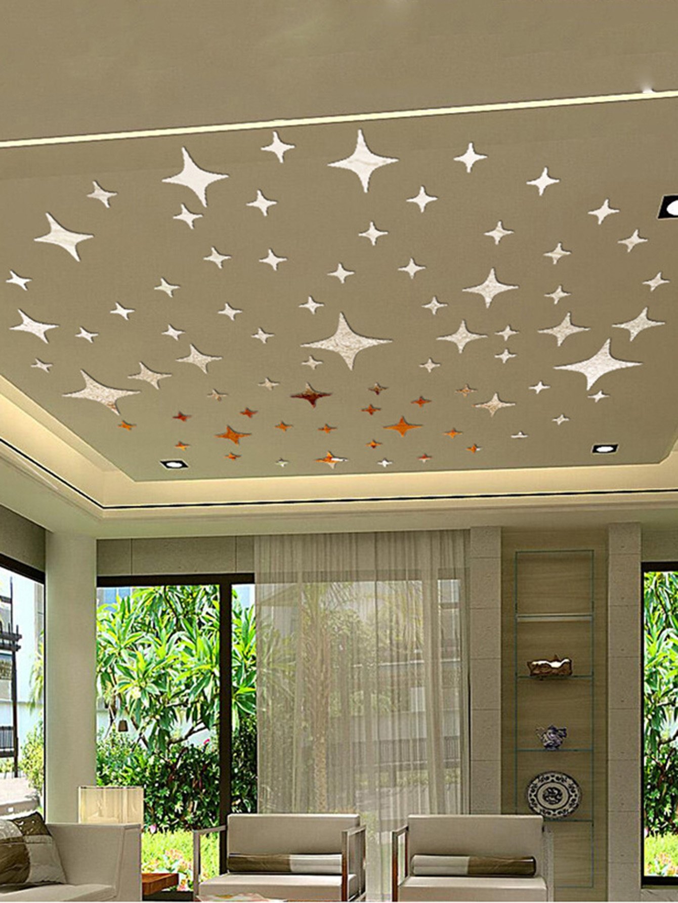 Espejos adhesivos con forma de estrellas-Spanish SheIn(Sheinside)